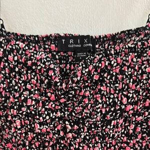 Floral Black and Pink Scrunchie Dress